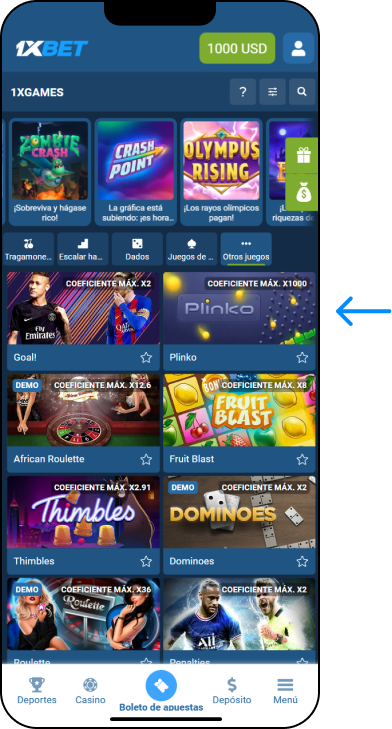 Encuentra el juego Plinko - 1xbet Promo Bolivia